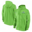 Men's Seattle Seahawks Green Sideline Club Performance Full Zip Hoodie