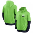Men's Seattle Seahawks Green Sideline Impact Lockup Performance Full Zip Pullover Hoodie