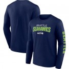 Men's Seattle Seahawks Navy Go the Distance Long Sleeve T Shirt