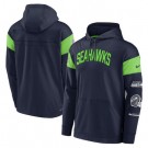 Men's Seattle Seahawks Navy Green Sideline Arch Jersey Performance Pullover Hoodie
