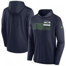 Men's Seattle Seahawks Navy Lightweight Performance Hooded Long Sleeve T Shirt