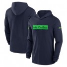 Men's Seattle Seahawks Navy Sideline Hoodie Performance Long Sleeve T Shirt
