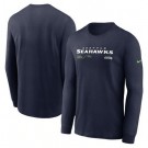 Men's Seattle Seahawks Navy Sideline Infograph Lock Up Performance Long Sleeve T Shirt