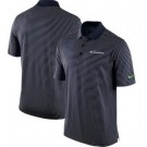 Men's Seattle Seahawks Navy Stripes Sideline Lock Up Victory Performance Polo