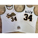 Men's Seattle Sonics #34 Ray Allen White 2005 Throwback Authentic Jersey