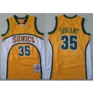 Men's Seattle Sonics #35 Kevin Durant Yellow 2007 Throwback Swingman Jersey
