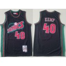 Men's Seattle Sonics #40 Shawn Kemp Black Plaid 1995 Throwback Swingman Jersey