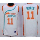 Men's Semi Pro Flint Tropses #11 Ed Monix White Basketball Jersey