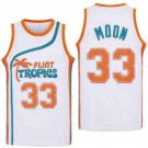 Men's Semi Pro Flint Tropses #33 Jackie Moon White Basketball Jersey