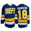 Men's Slap Shot Charlestown Chiefs #18 Jeff Hanson Brothers Navy Hockey Jersey