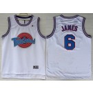 Men's Space Jam Tune Squad #6 Lebron James White Basketball Jersey