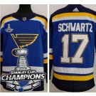 Men's St Louis Blues #17 Jaden Schwartz Blue 2019 Stanley Cup Champions Jersey