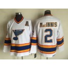 Men's St Louis Blues #2 Al Macinnis White Yellow Throwback Jersey