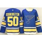 Men's St Louis Blues #50 Jordan Binnington Light Blue Authentic Jersey