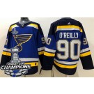 Men's St Louis Blues #90 Ryan O'Reilly Blue 2019 Stanley Cup Champions Jersey