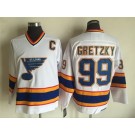 Men's St Louis Blues #99 Wayne Gretzky White Yellow Throwback Jersey