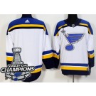 Men's St Louis Blues Blank White 2019 Stanley Cup Champions Jersey