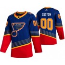 Men's St Louis Blues Customized Blue Red Third Authentic Jersey