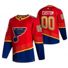 Men's St Louis Blues Customized Red 2021 Reverse Retro Authentic Jersey