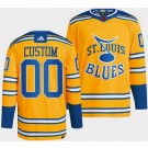Men's St Louis Blues Customized Yellow 2022 Reverse Retro Authentic Jersey