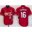 Men's St Louis Cardinals #16 Nolan Gorman Red 2024 City Connect Limited Jersey