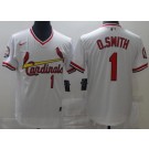 Men's St Louis Cardinals #1 Ozzie Smith White Throwback Cool Base Jersey