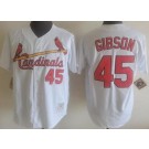 Men's St Louis Cardinals #45 Bob Gibson White Throwback Jersey
