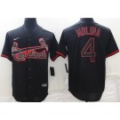 Men's St Louis Cardinals #4 Yadier Molina Black Shadow Cool Base Jersey