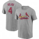 Men's St Louis Cardinals #4 Yadier Molina Gray Printed T Shirt 112515