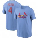 Men's St Louis Cardinals #4 Yadier Molina Light Blue Printed T Shirt 112068