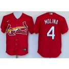Men's St Louis Cardinals #4 Yadier Molina Red Cool Base Jersey