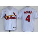 Men's St Louis Cardinals #4 Yadier Molina White Cool Base Jersey