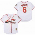 Men's St Louis Cardinals #6 Stan Musial White Throwback Jersey