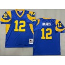 Men's St Louis Rams #12 James Harris Blue Throwback Jersey
