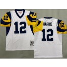 Men's St Louis Rams #12 James Harris White Throwback Jersey