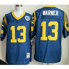 Men's St Louis Rams #13 Kurt Warner Blue Throwback Jersey