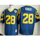 Men's St Louis Rams #28 Marshall Faulk Blue Throwback Jersey