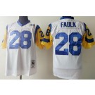 Men's St Louis Rams #28 Marshall Faulk White Throwback Jersey