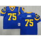 Men's St Louis Rams #75 Deacon Jones Blue Throwback Jersey