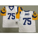 Men's St Louis Rams #75 Deacon Jones White Throwback Jersey