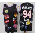 Men's Supreme #94 Black NBA Team Logos Icon Swingman Jersey