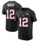 Men's Tampa Bay Buccaneers #12 Tom Brady Black 2021 Super Bowl LV T-Shirt 210306