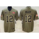 Men's Tampa Bay Buccaneers #12 Tom Brady Limited Olive 2022 Salute To Service Jersey