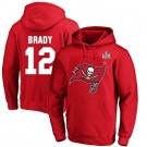 Men's Tampa Bay Buccaneers #12 Tom Brady Red 2021 Super Bowl LV Pullover Hoodie 210307
