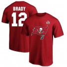 Men's Tampa Bay Buccaneers #12 Tom Brady Red 2021 Super Bowl LV T-Shirt 210335