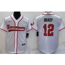 Men's Tampa Bay Buccaneers #12 Tom Brady White Baseball Jersey