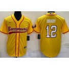 Men's Tampa Bay Buccaneers #12 Tom Brady Yellow Baseball Jersey
