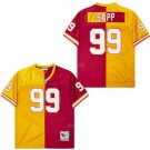 Men's Tampa Bay Buccaneers #99 Warren Sapp Red Yellow Split Throwback Jersey