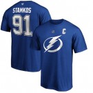 Men's Tampa Bay Lightning #91 Steven Stamkos Blue Printed T Shirt 112499