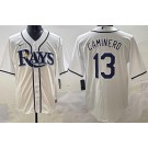 Men's Tampa Bay Rays #13 Junior Caminero White Cool Base Jersey